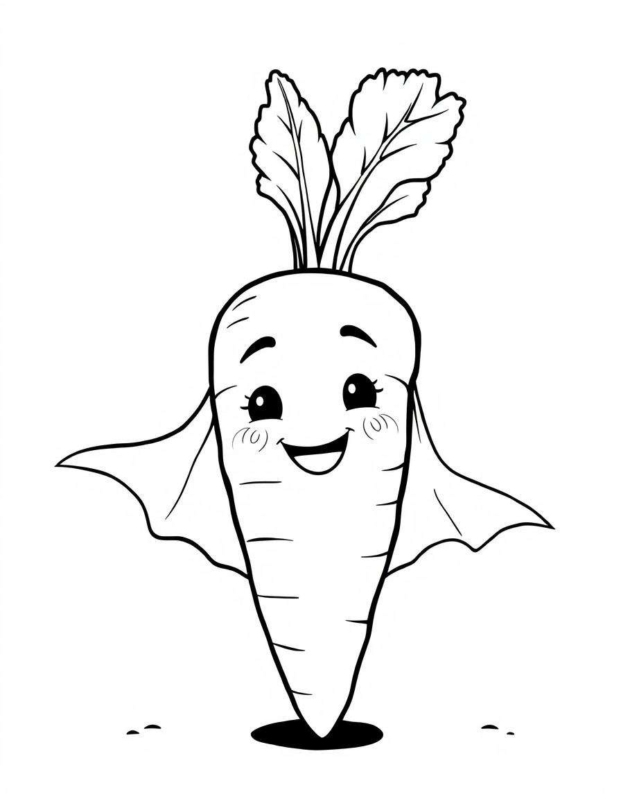 A cute carrot with a cape and smile