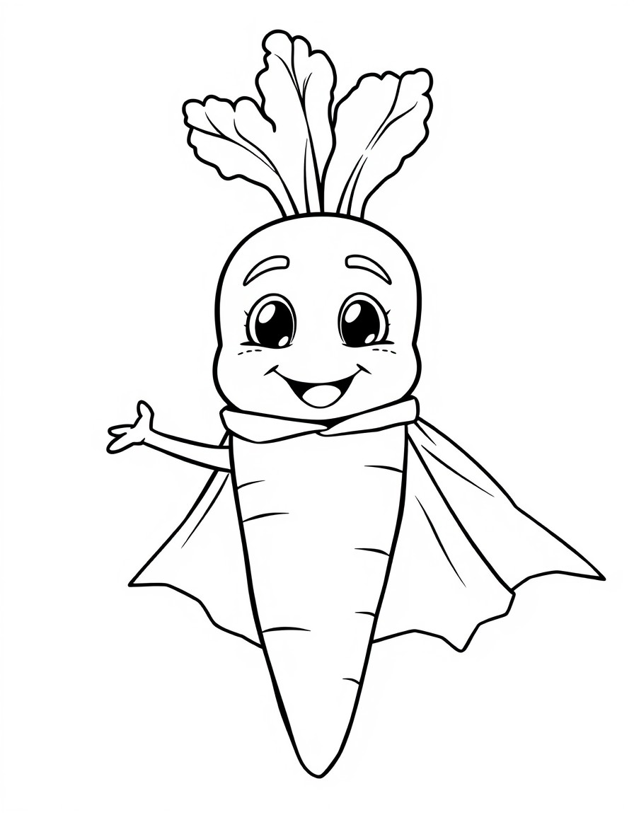 Cute carrot with a cape and smile