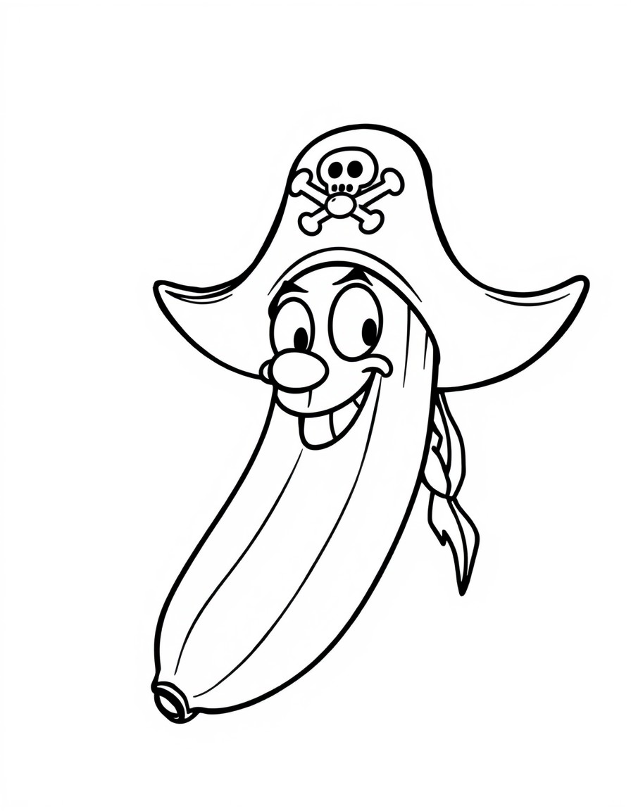 A banana with a pirate hat and smile