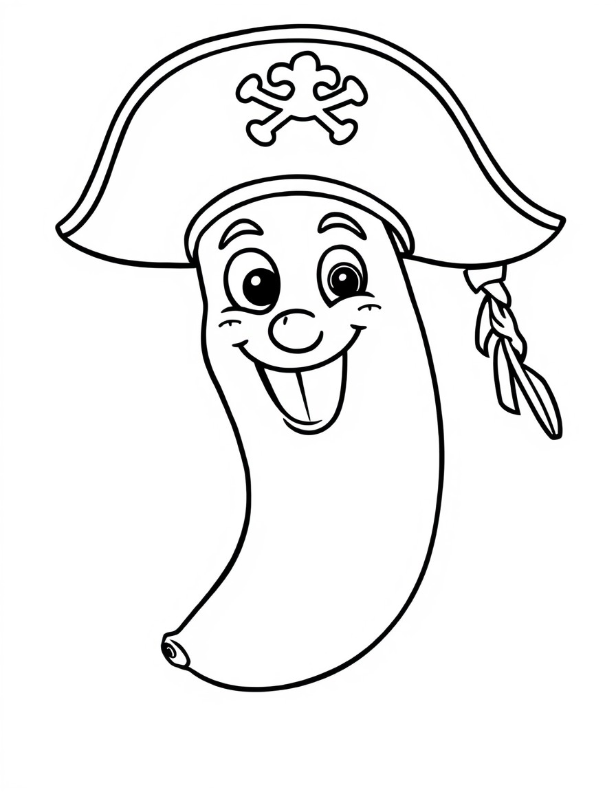 A banana with a pirate hat and smile
