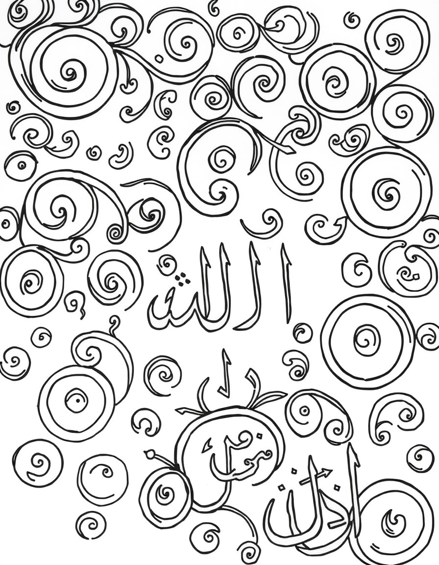 Swirls and circles and ancient Arabic fonts allover the page