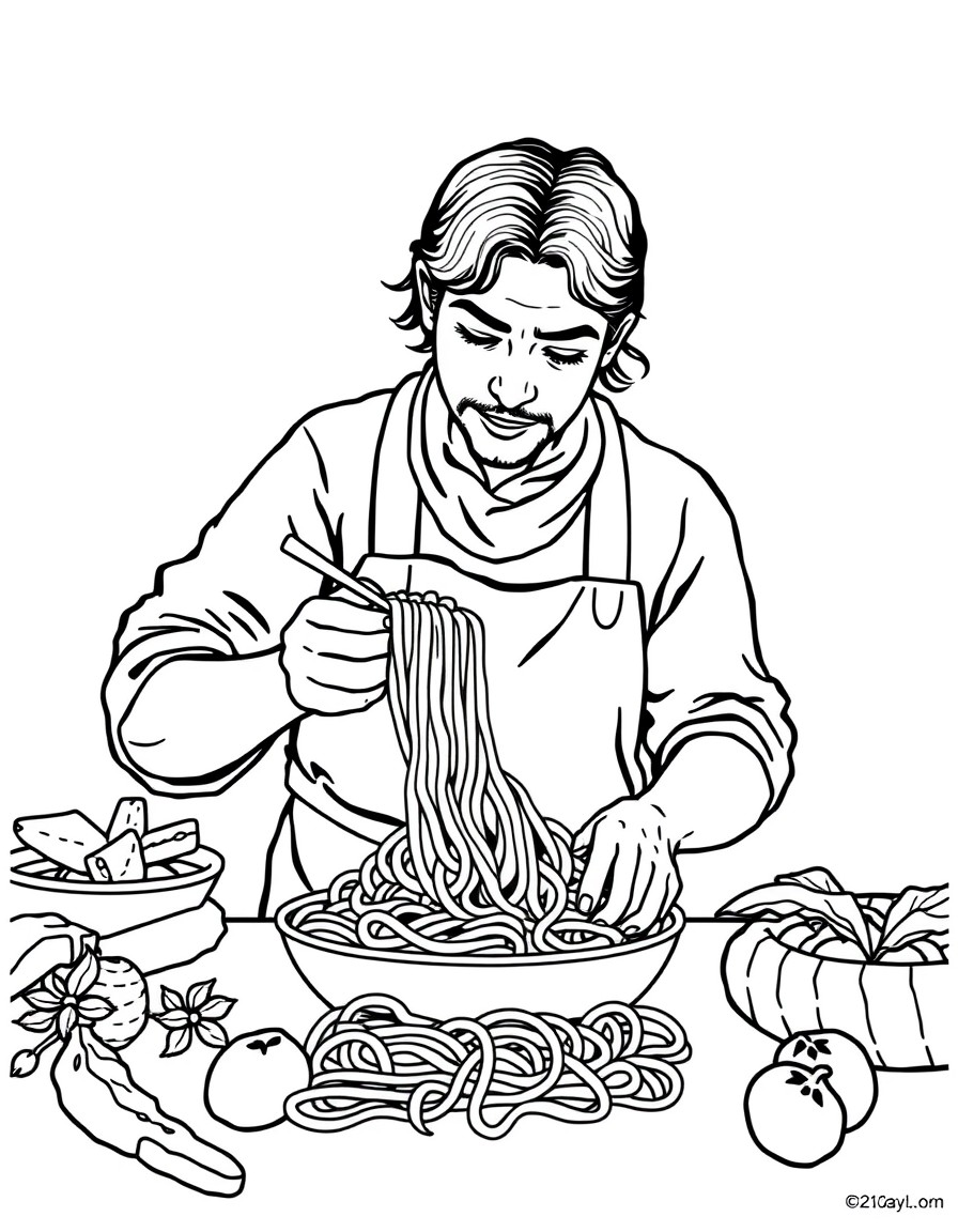 A PERSON MAKING A RECIPE FOR SPAGUETTI