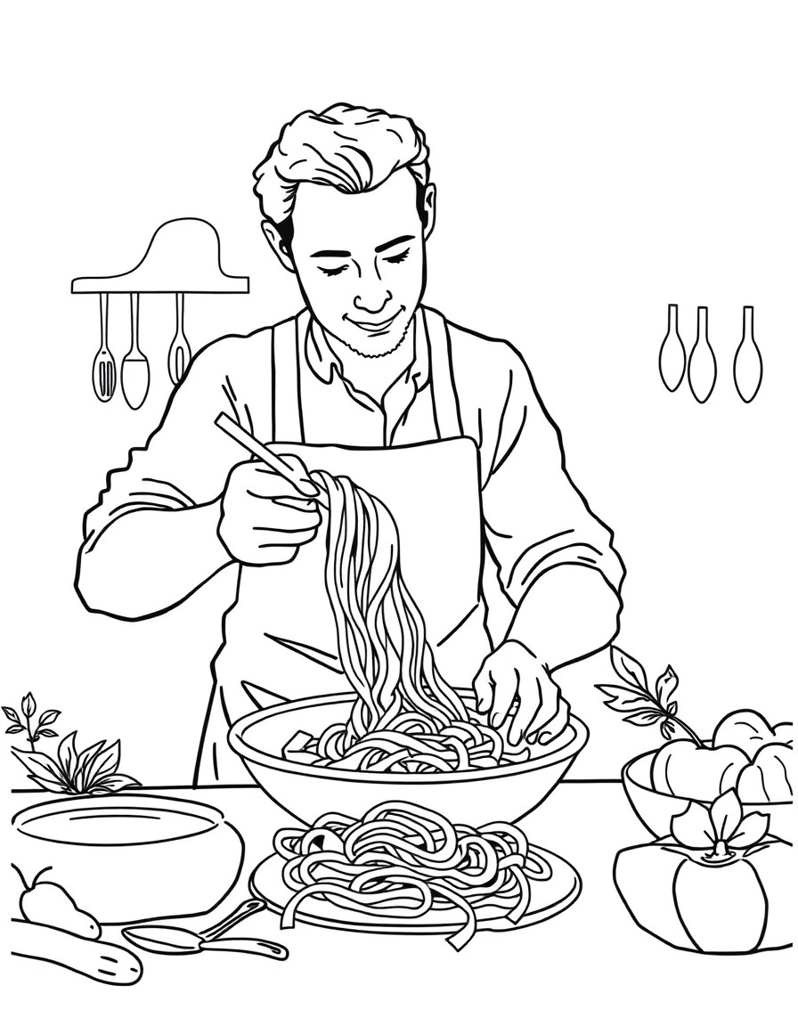 A PERSON MAKING A RECIPE FOR SPAGUETTI