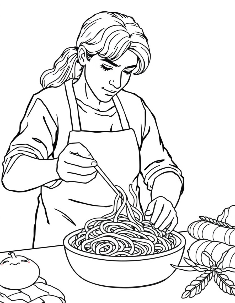 A PERSON MAKING A RECIPE FOR SPAGUETTI