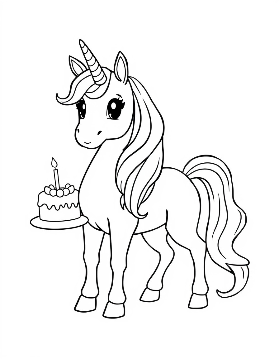 rainbow unicorn at a birthday party with a pony