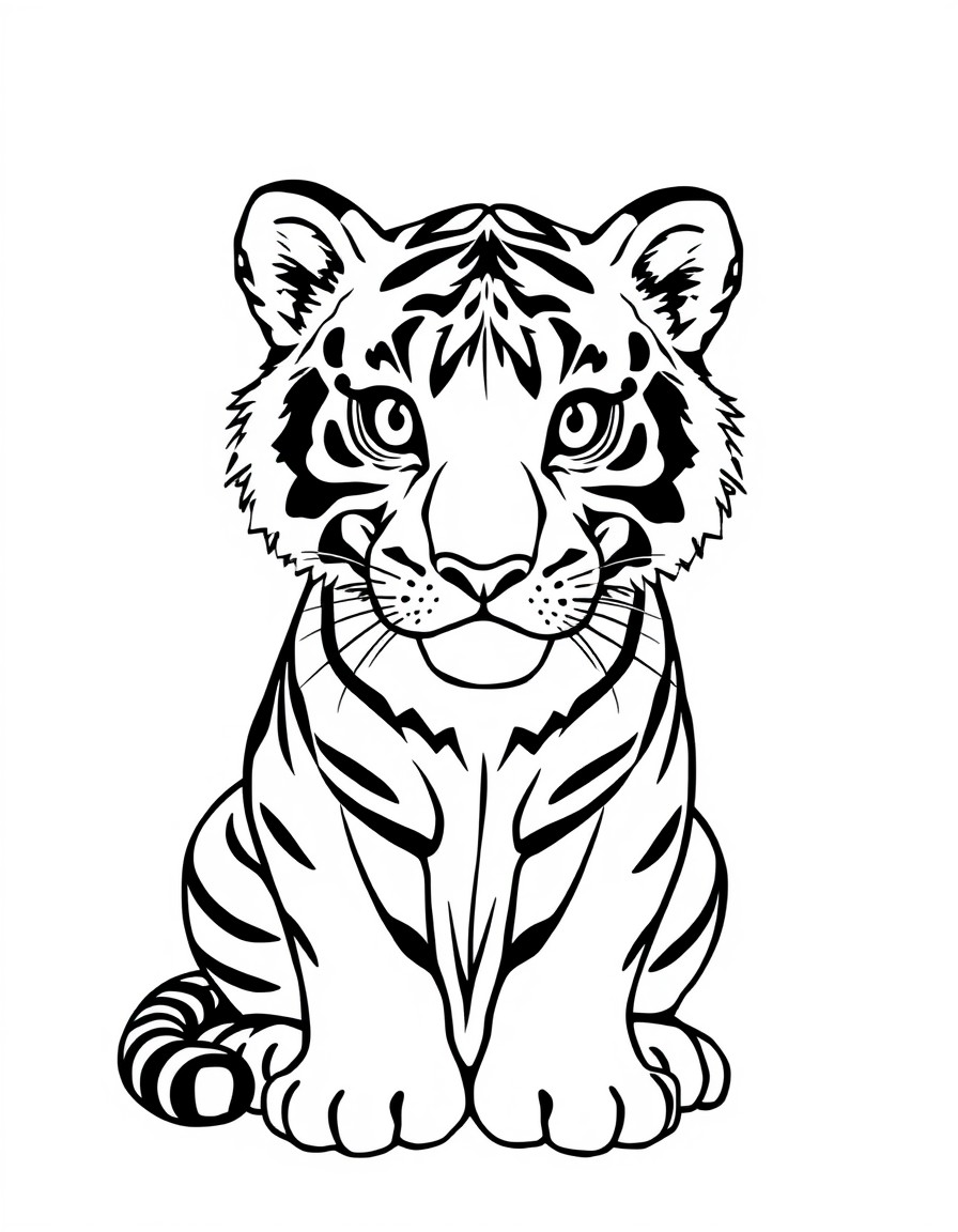 isolated Tiger cute in the plain white background