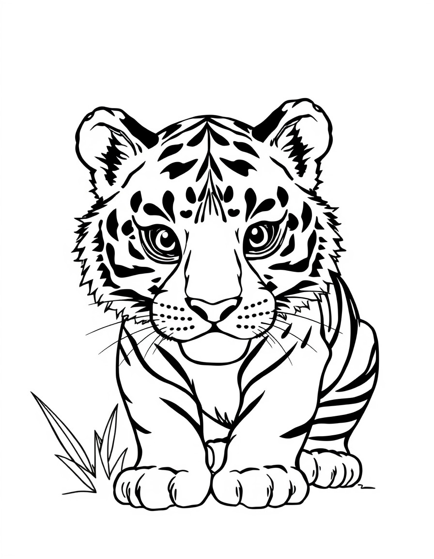 isolated Tiger cute in the plain white background
