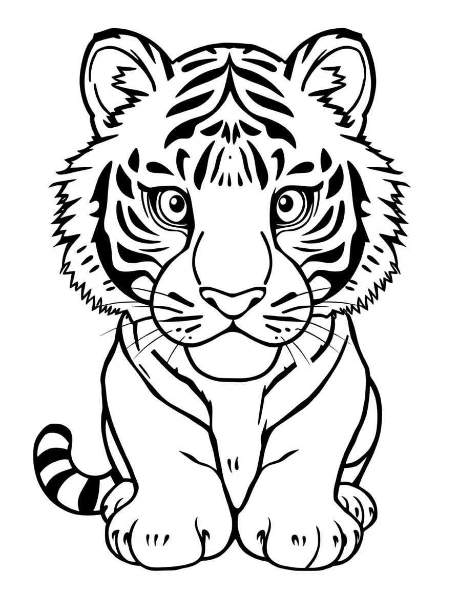 isolated Tiger cute in the plain white background