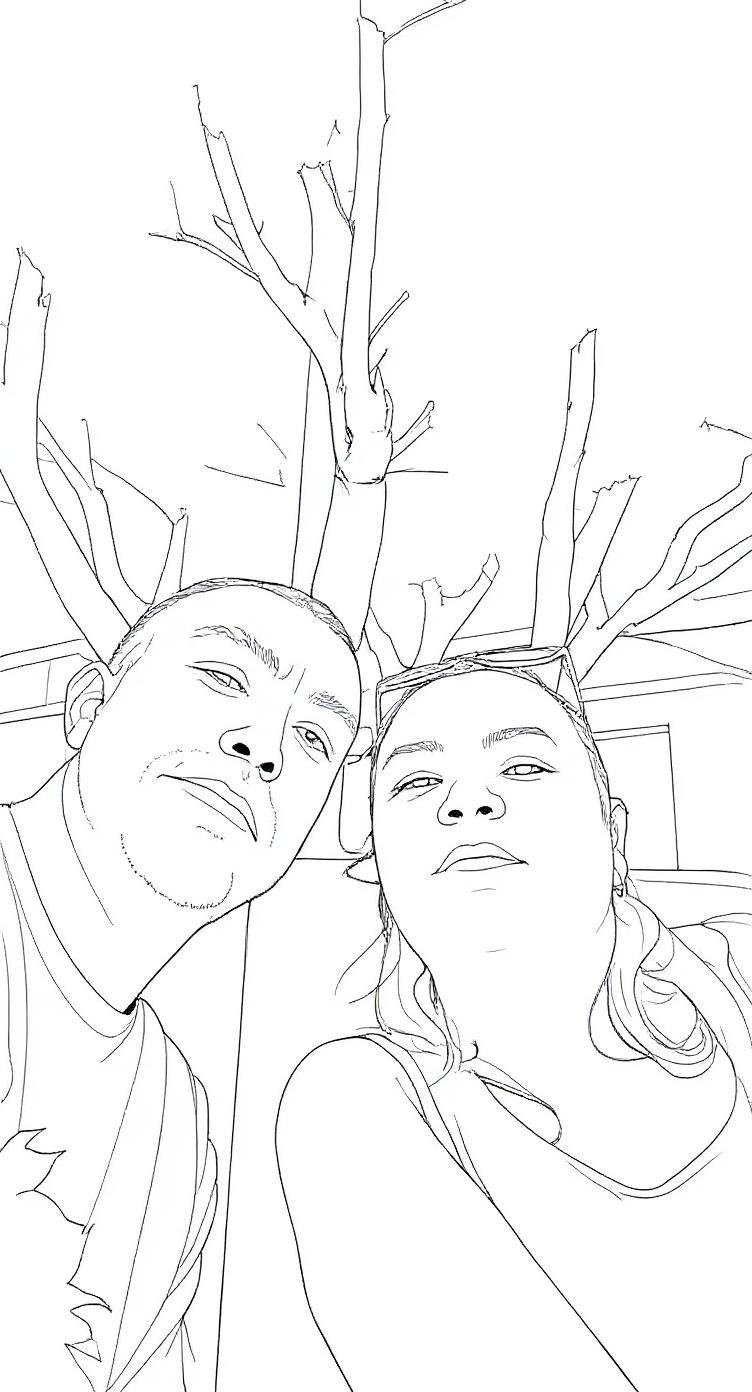 I want to make adjustments to this coloring page, keep the same black and white coloring page but only make the following change Menos detalhes nos humanos. Fazer como desenho para criana pintar