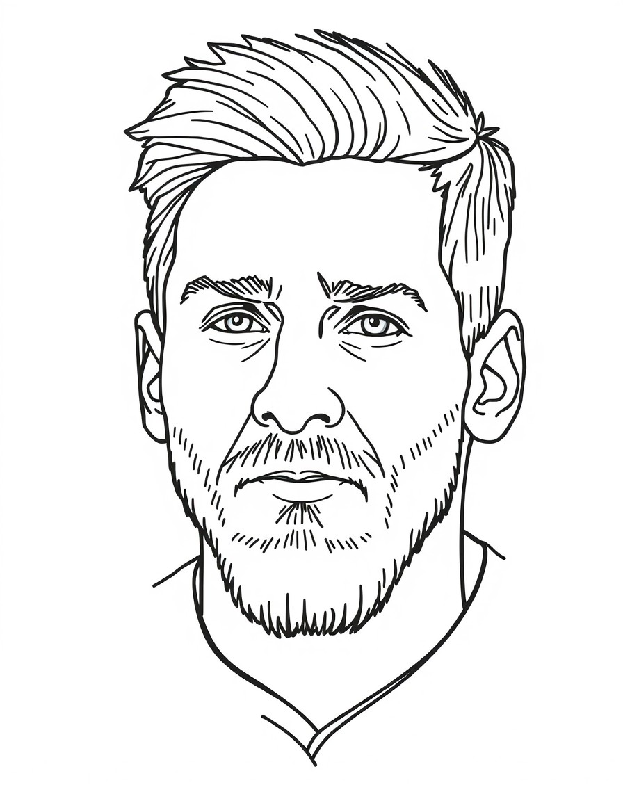 Create coloring page for FC barcelona, with nice logo  face of Messi