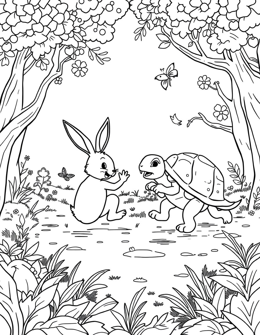 a set of pages that shows the full story of rabbit and turtle race