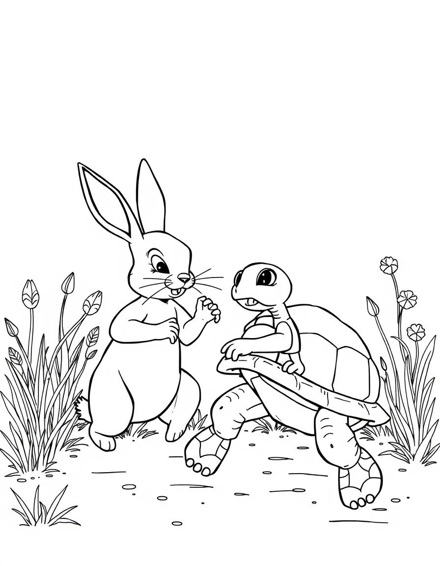 a set of pages that shows the full story of rabbit and turtle race