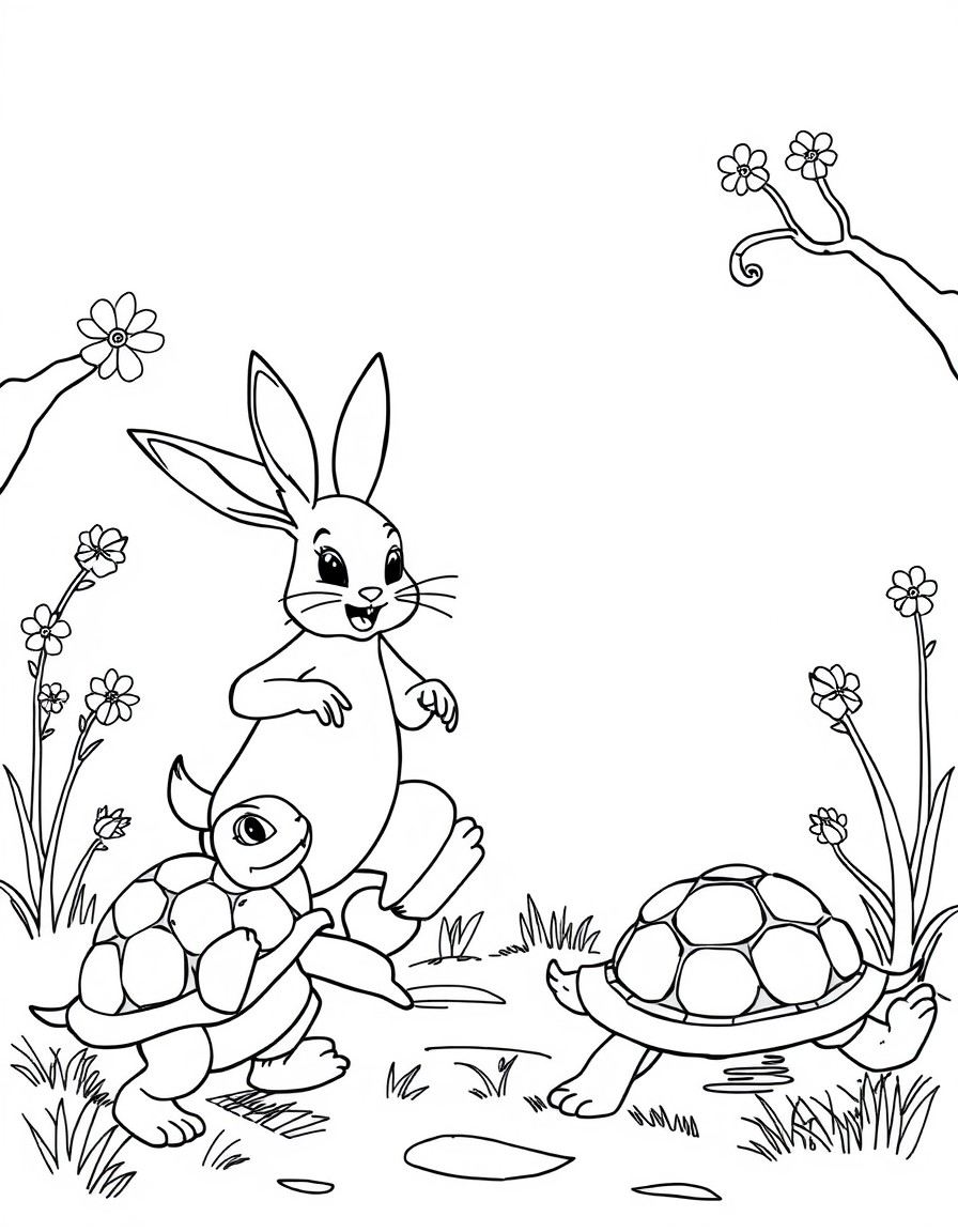 a set of pages that shows the full story of rabbit and turtle race