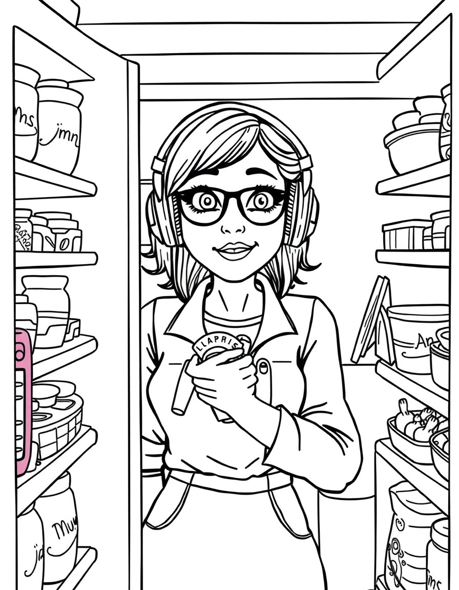 a mum hiding in a pantry with snacks and headphones