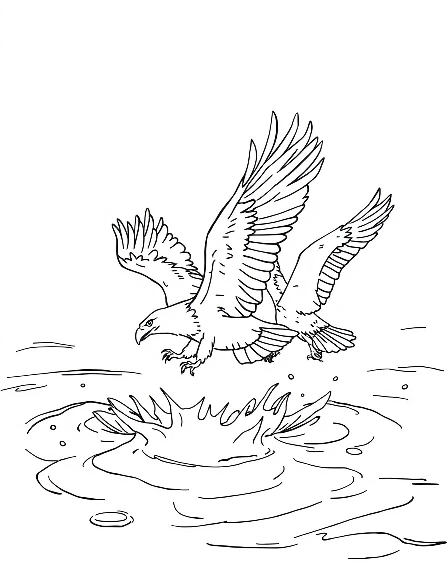 eagles playing in the water