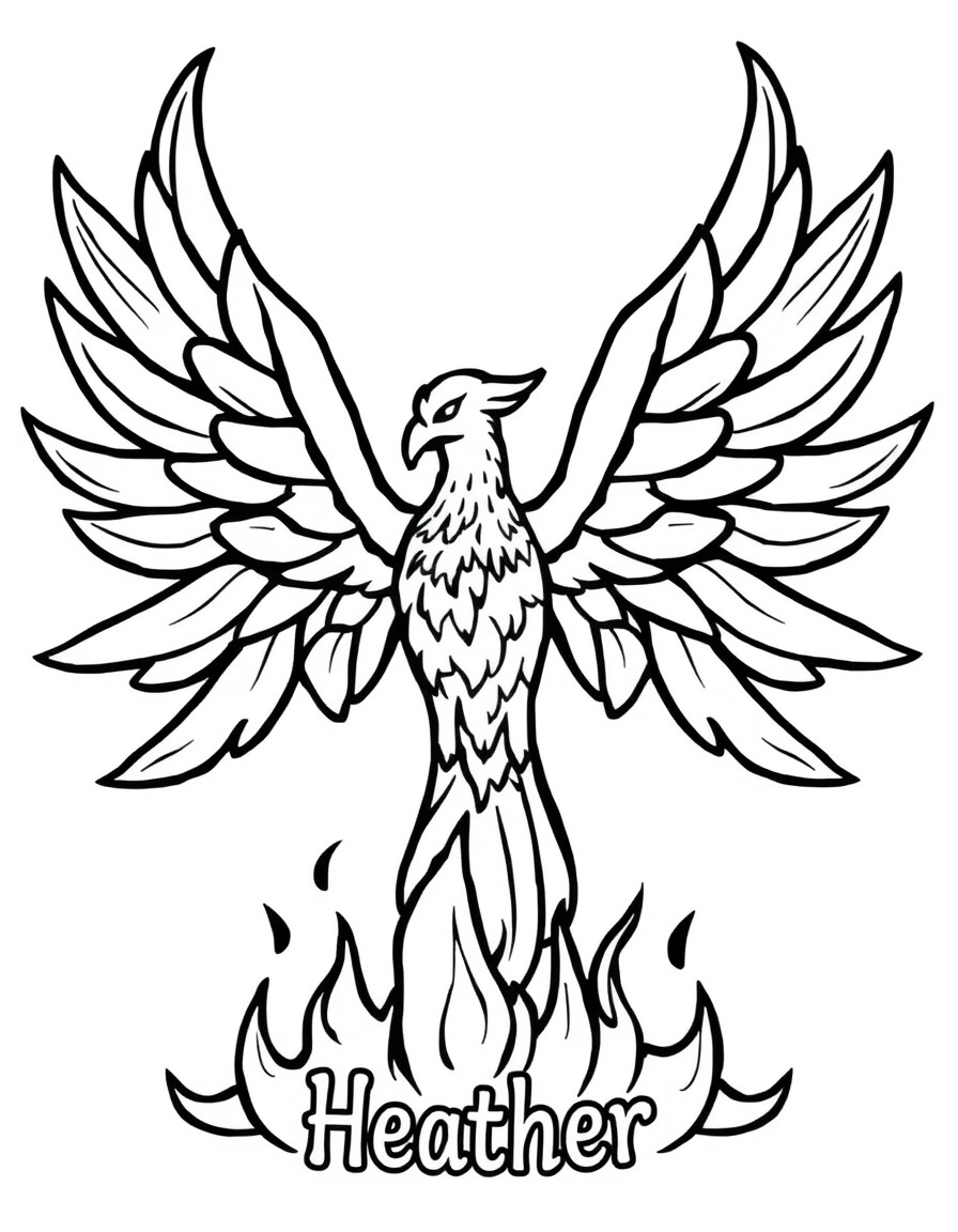 I want the Phoenix RISING with flames under it and the name Heather in the flames