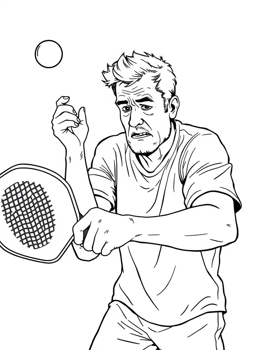 A man is frustrated after hitting a bad pickleball shot