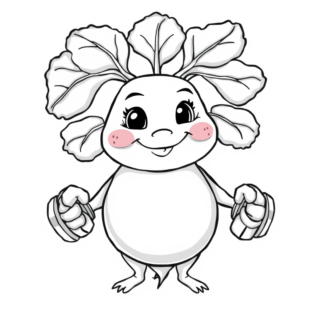 A rosy beet lifting tiny dumbbells with a determined face