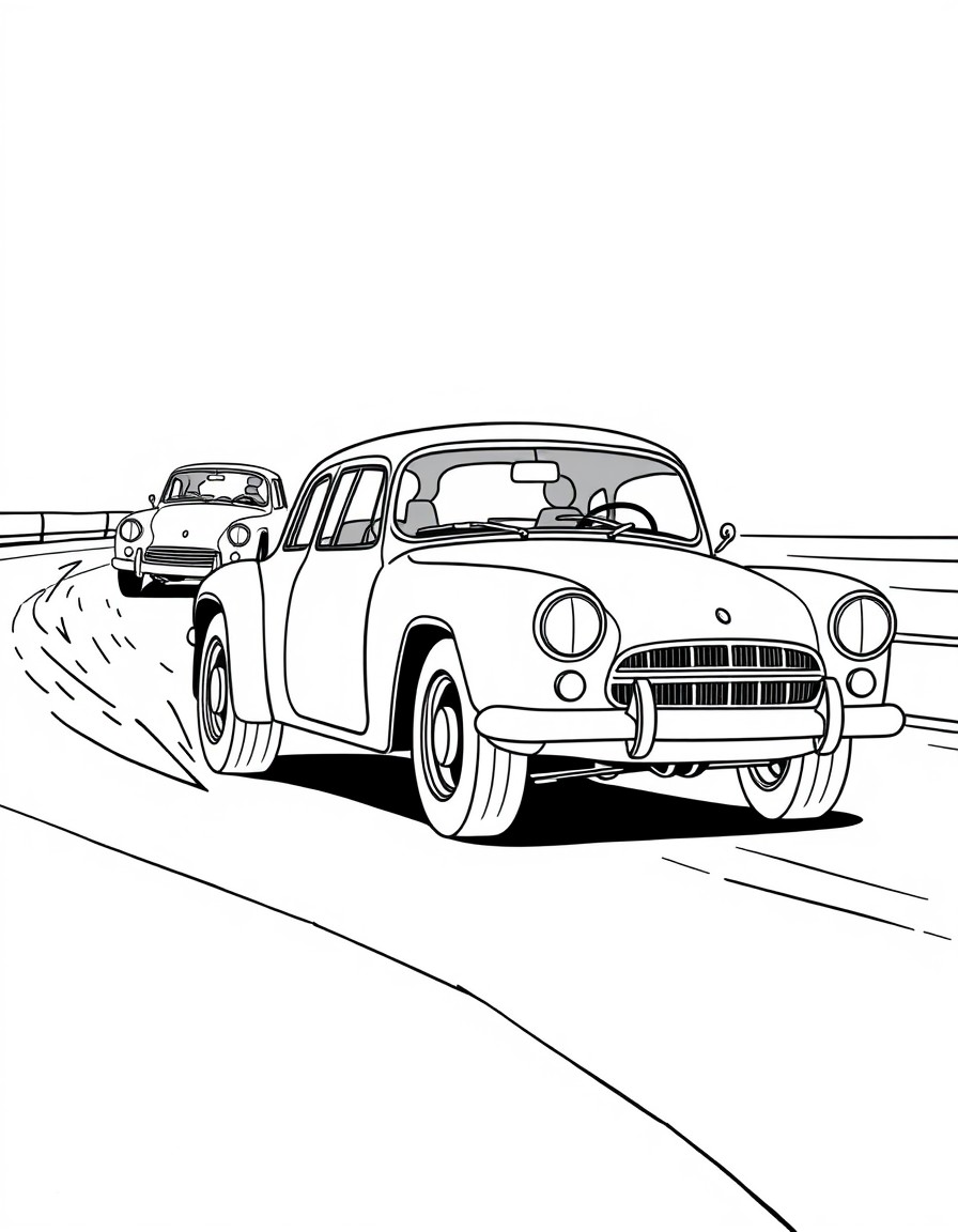 Old soviet cars racing on a track.