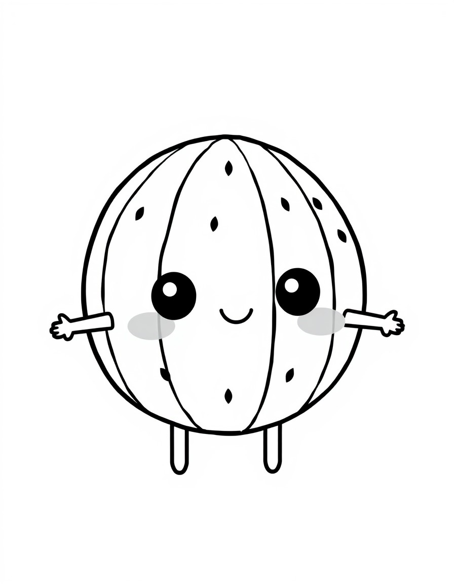 a watermelon kawaii style, with arms eyes and legs