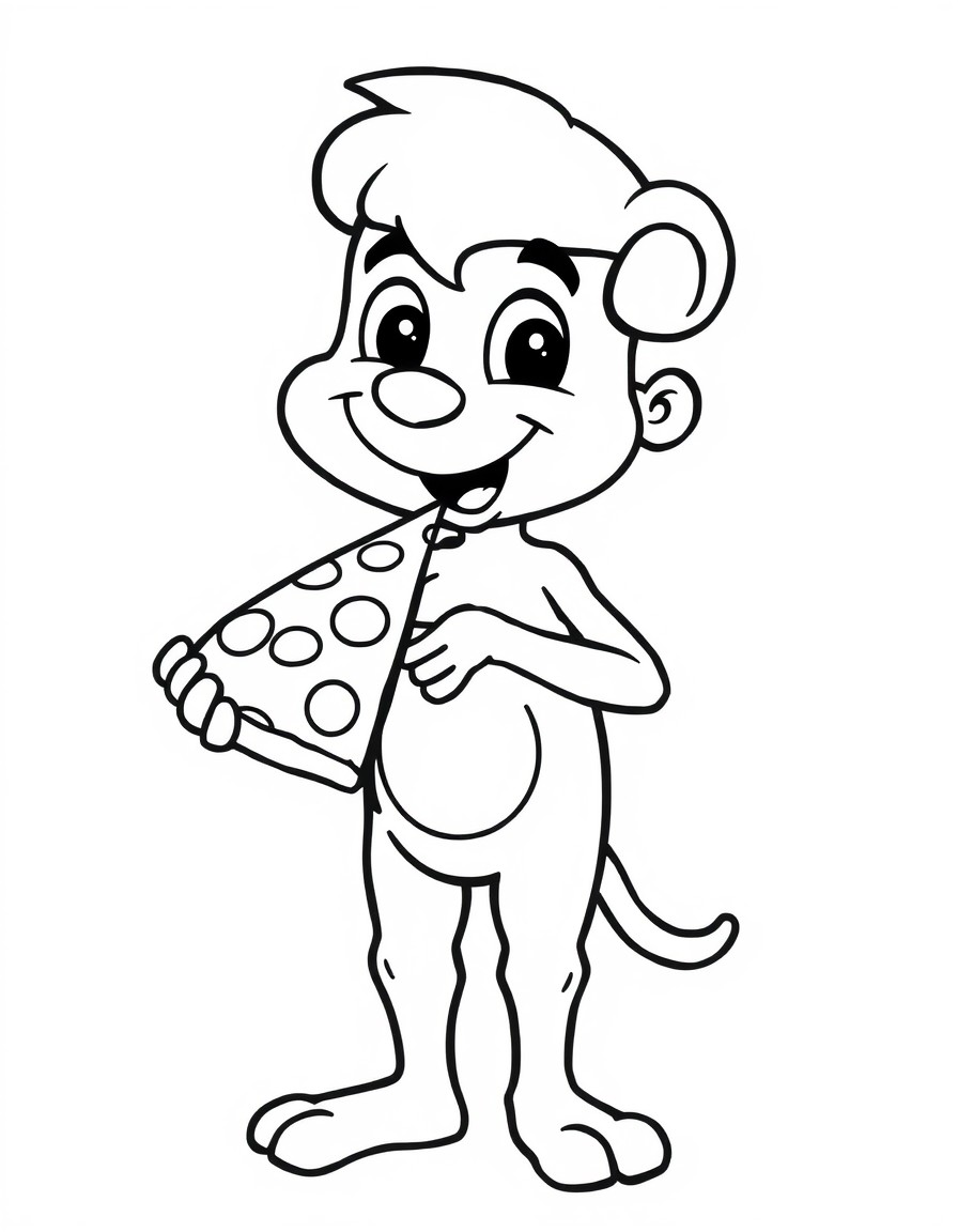 lucky eating pizza