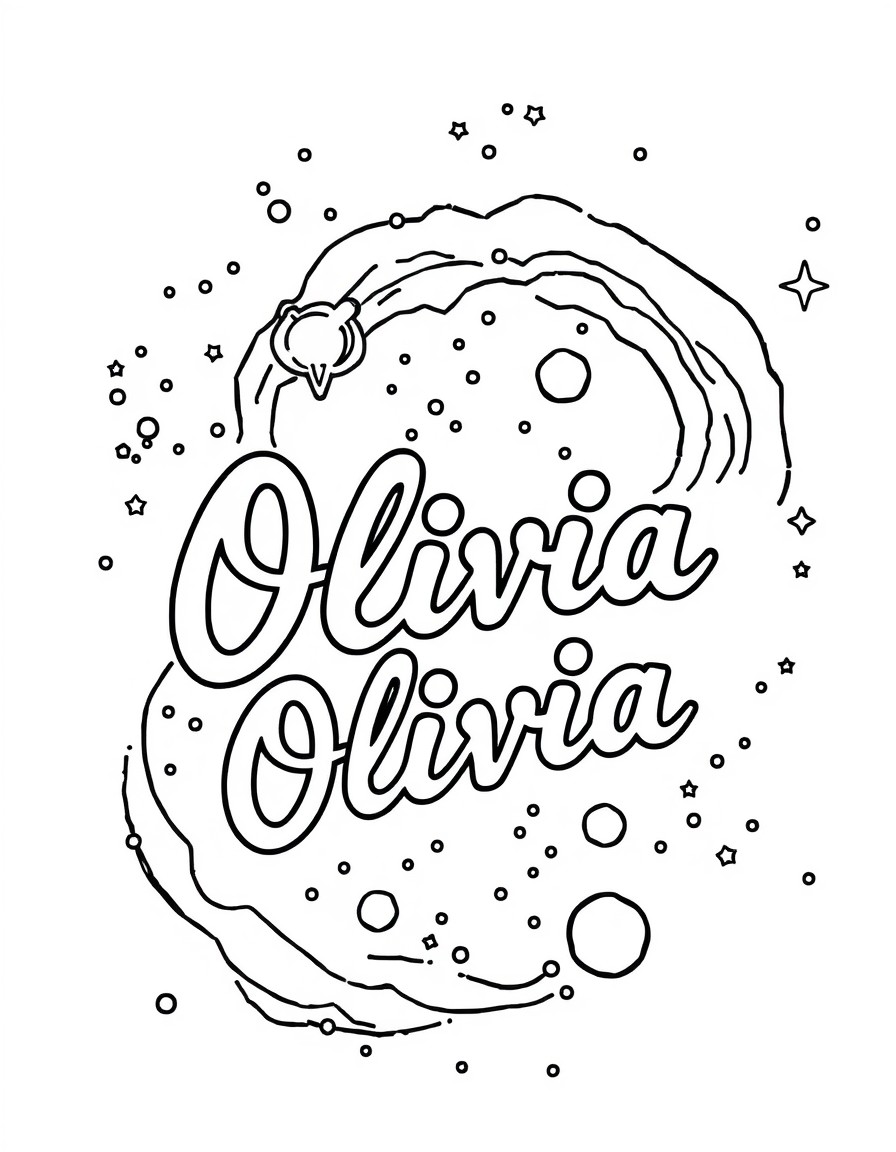 Galaxy with Olivia written in cursive