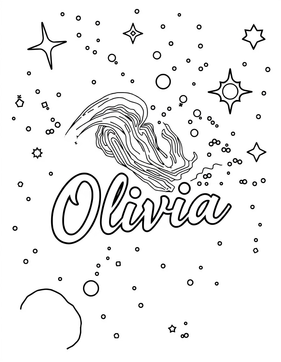 Galaxy with Olivia written in cursive