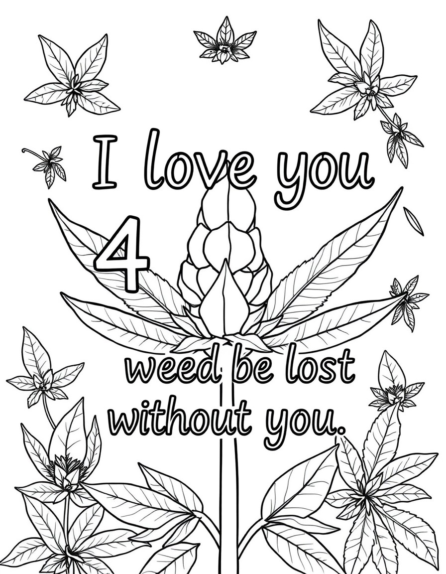 It needs to include I love you 4 ever and weed buds and it needs to say weed be lost without you
