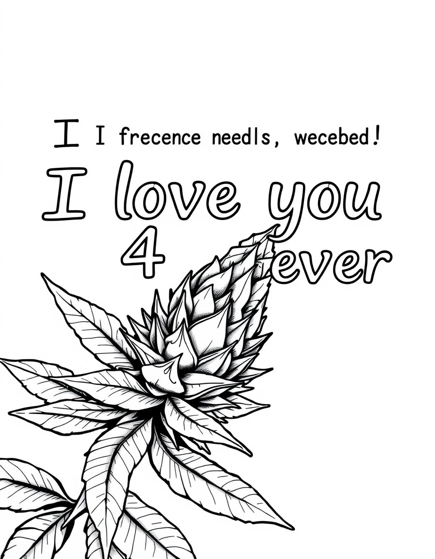 It needs to include I love you 4 ever and weed buds and it needs to say weed be lost without you