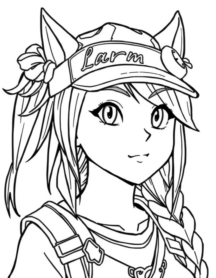 Kuromi with a cap on, with the name Lara written on it