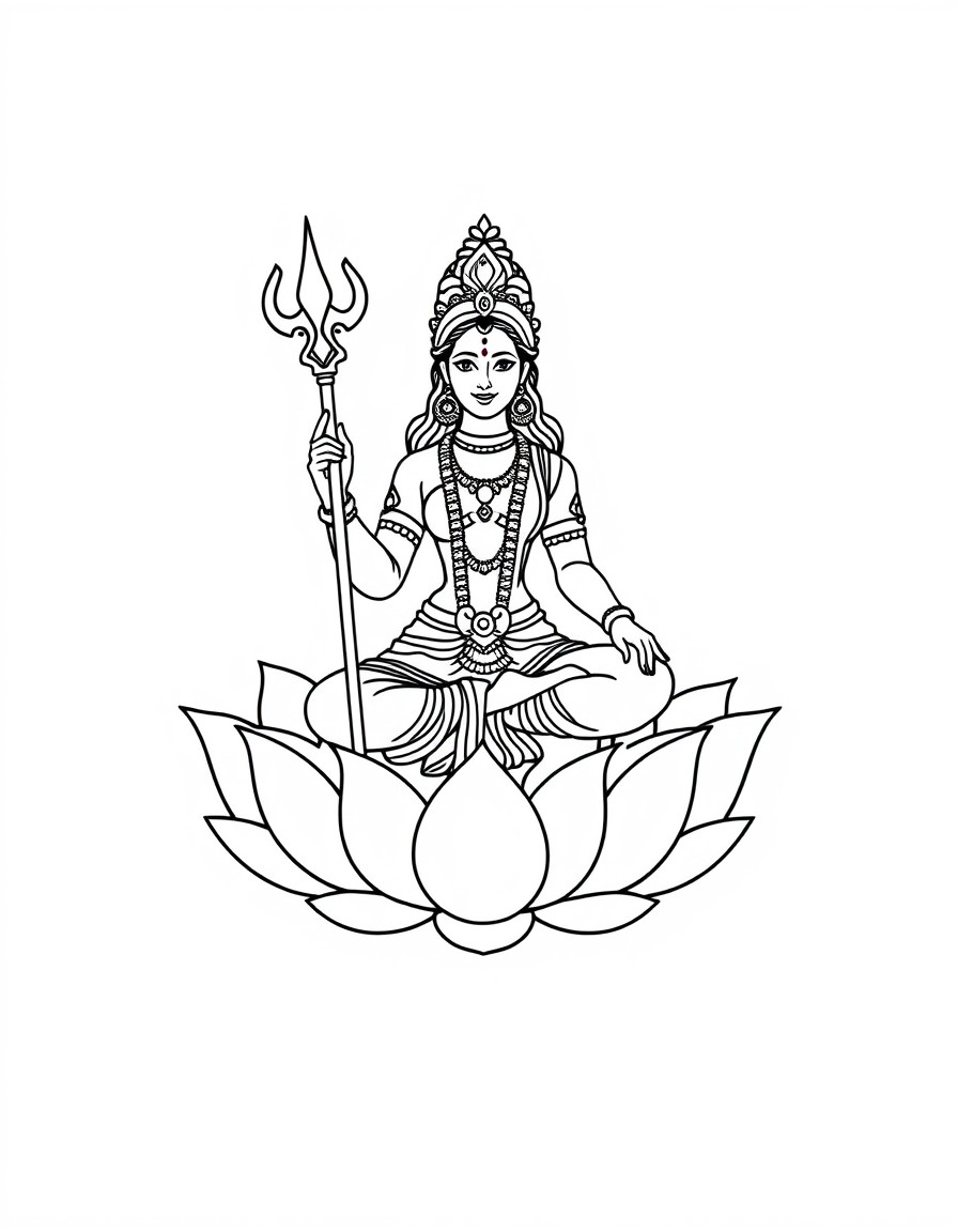 Goddess Saraswati sitting on a lotus  In Hinduism, Goddess Laxmi is often depicted sitting on a lotus flower, which symbolizes spiritual growth, beauty, and purity. The lotus is also a representation