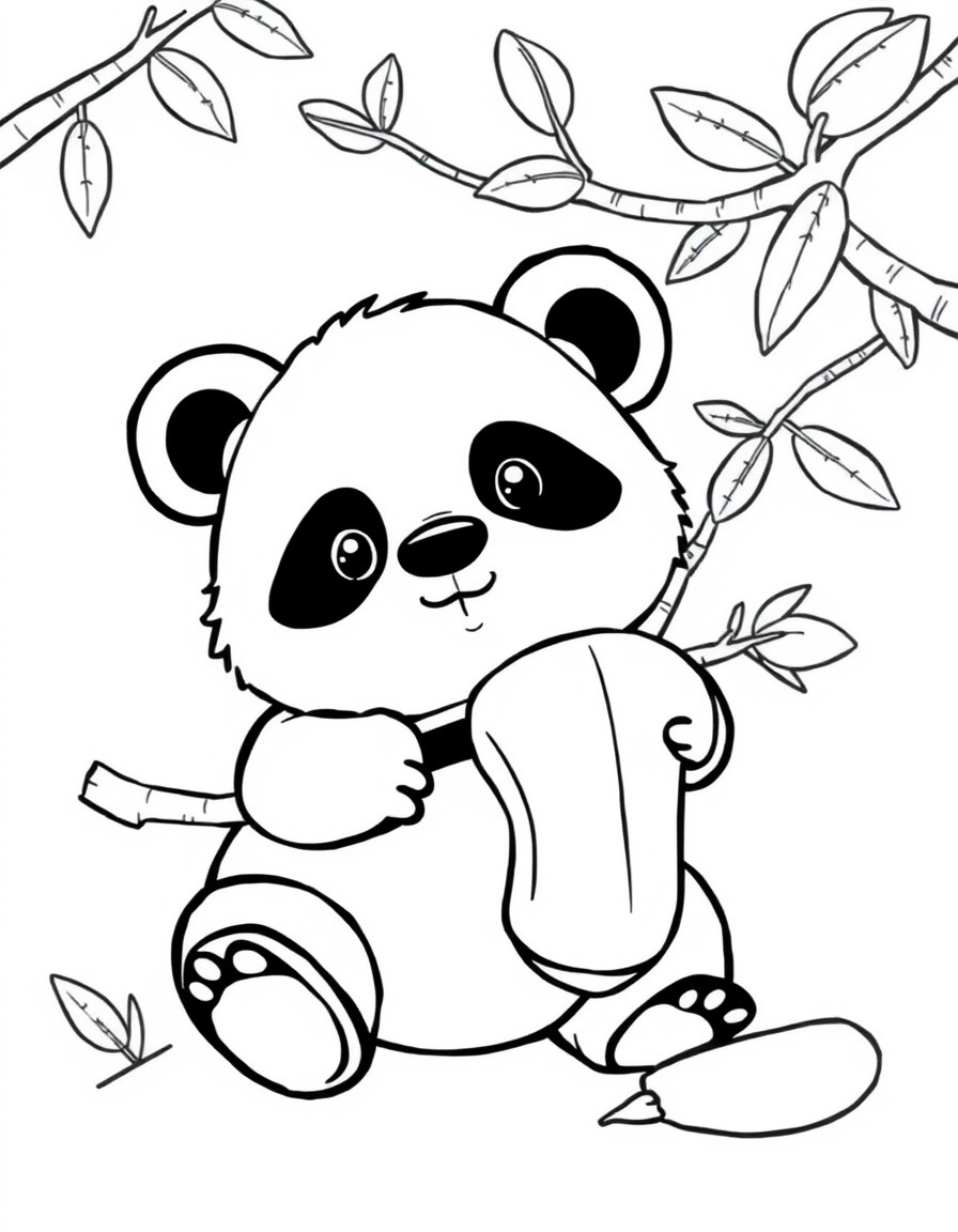 Seekor panda yang lagi makan bambu