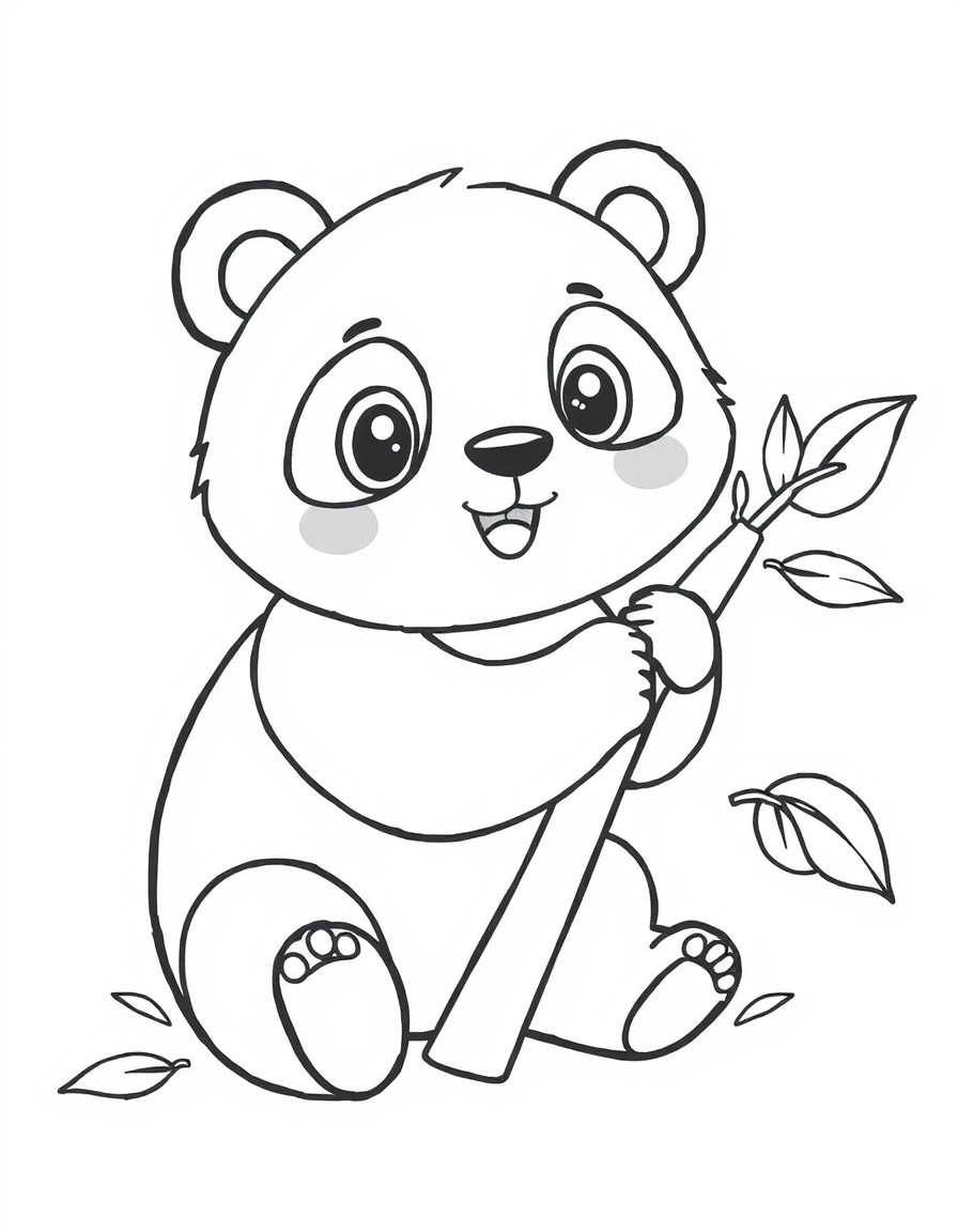 Seekor panda yang lagi makan bambu