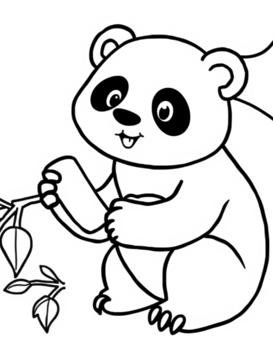 Seekor panda yang lagi makan bambu