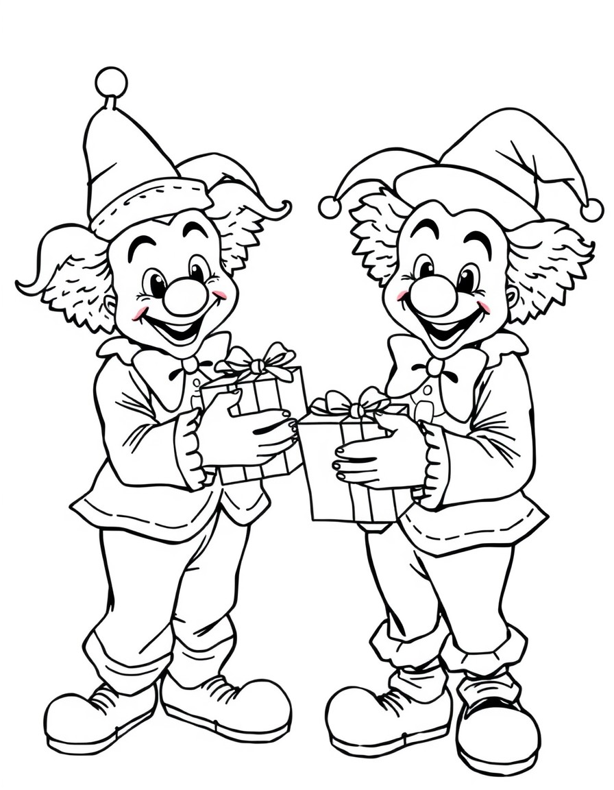 Clowns bringing gifts
