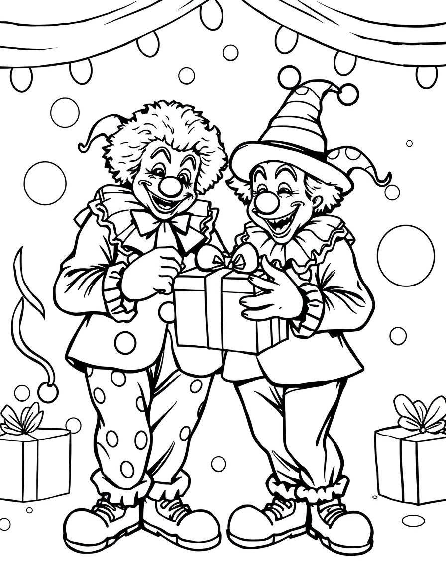 Clowns bringing gifts