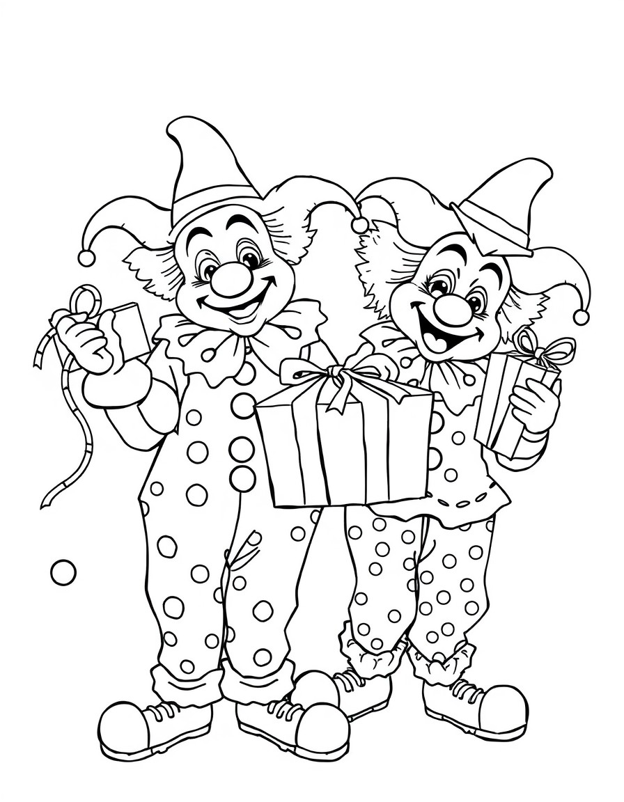 Clowns bringing gifts