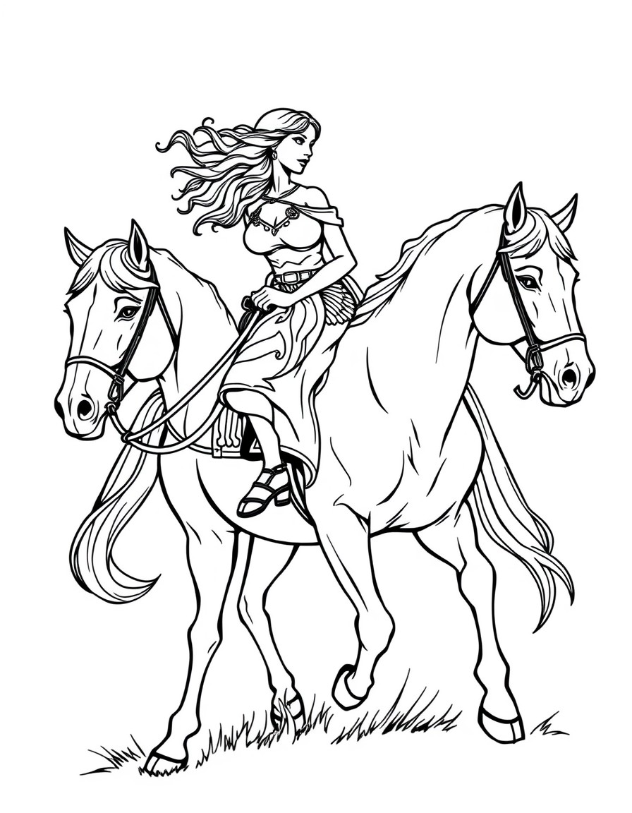 Beautiful woman riding on a  horse