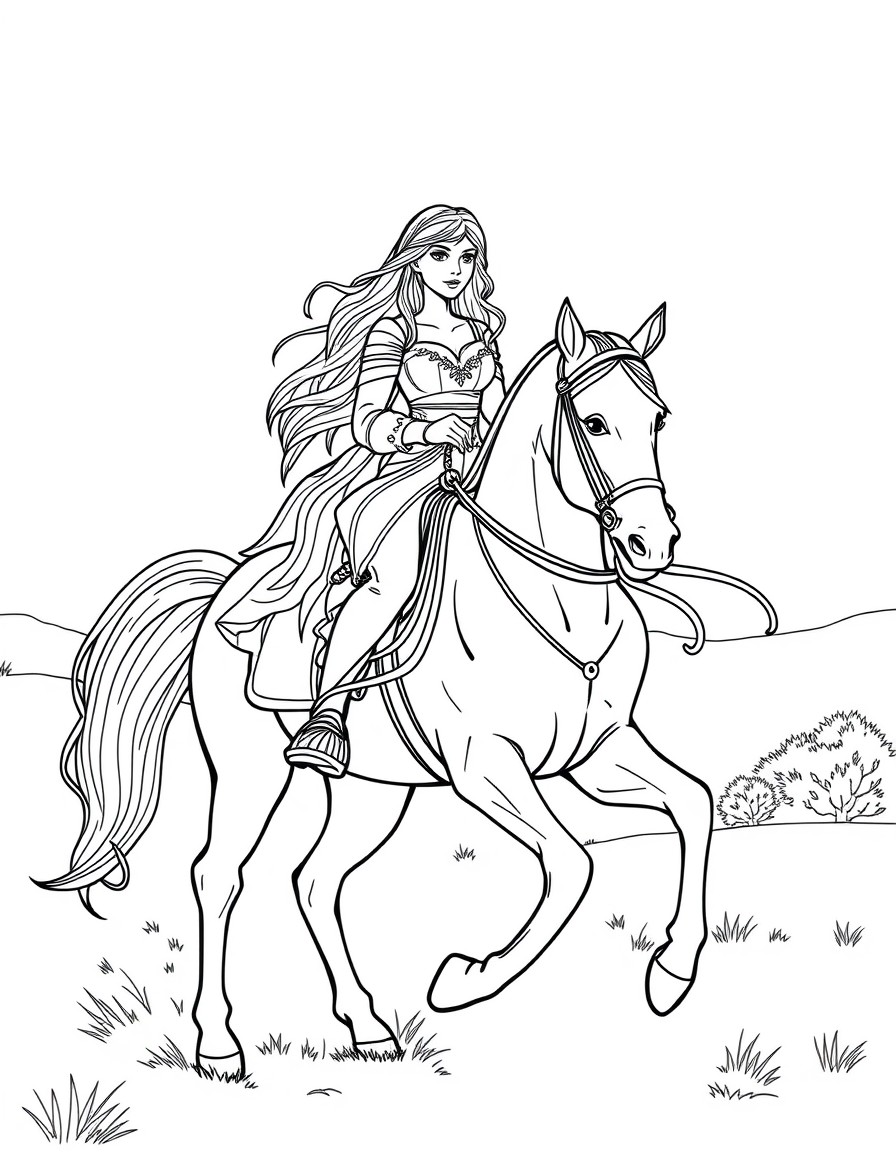 Beautiful woman riding on a  horse