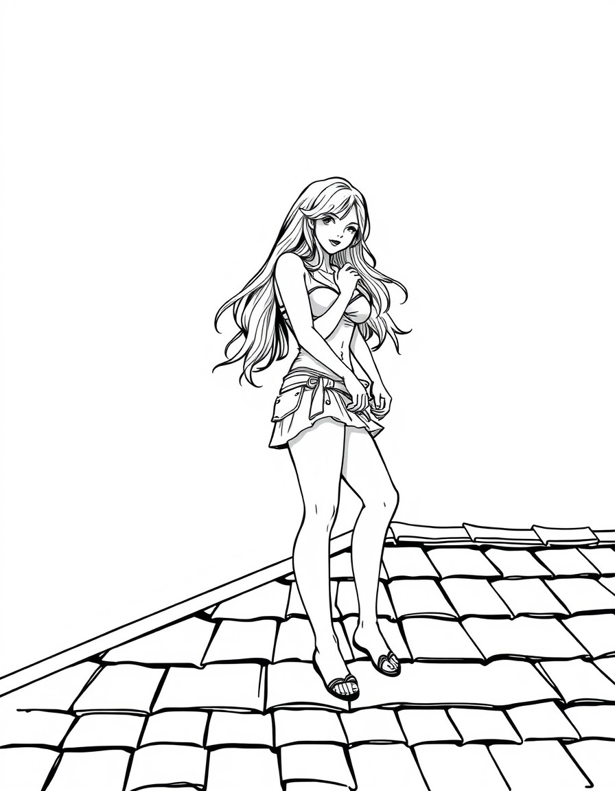 Teen girl having sex on top of roof