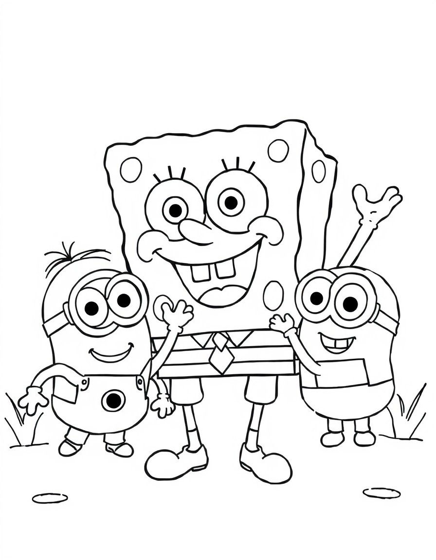spongebob playing with minions
