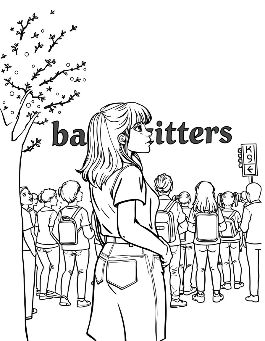 a girl who is standing outside in line very early in the morning to be at the front of the concert of her favorite band. the band name bankzitters can be seen in the background