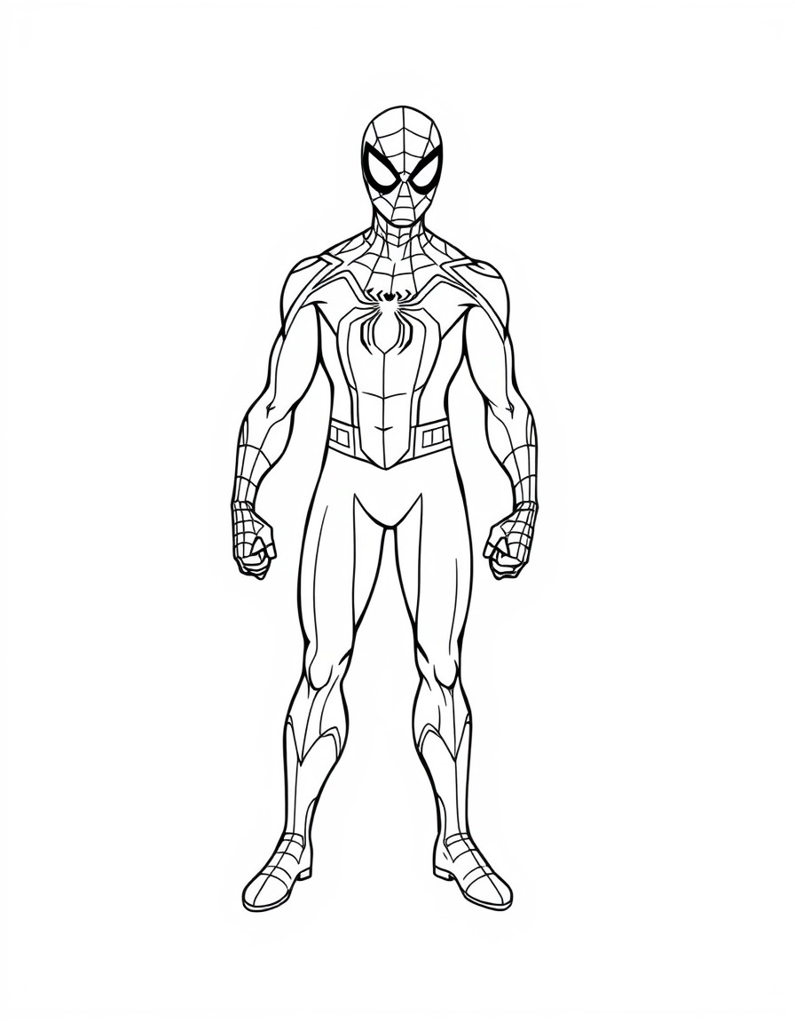 spiderman line art and the color image of the same