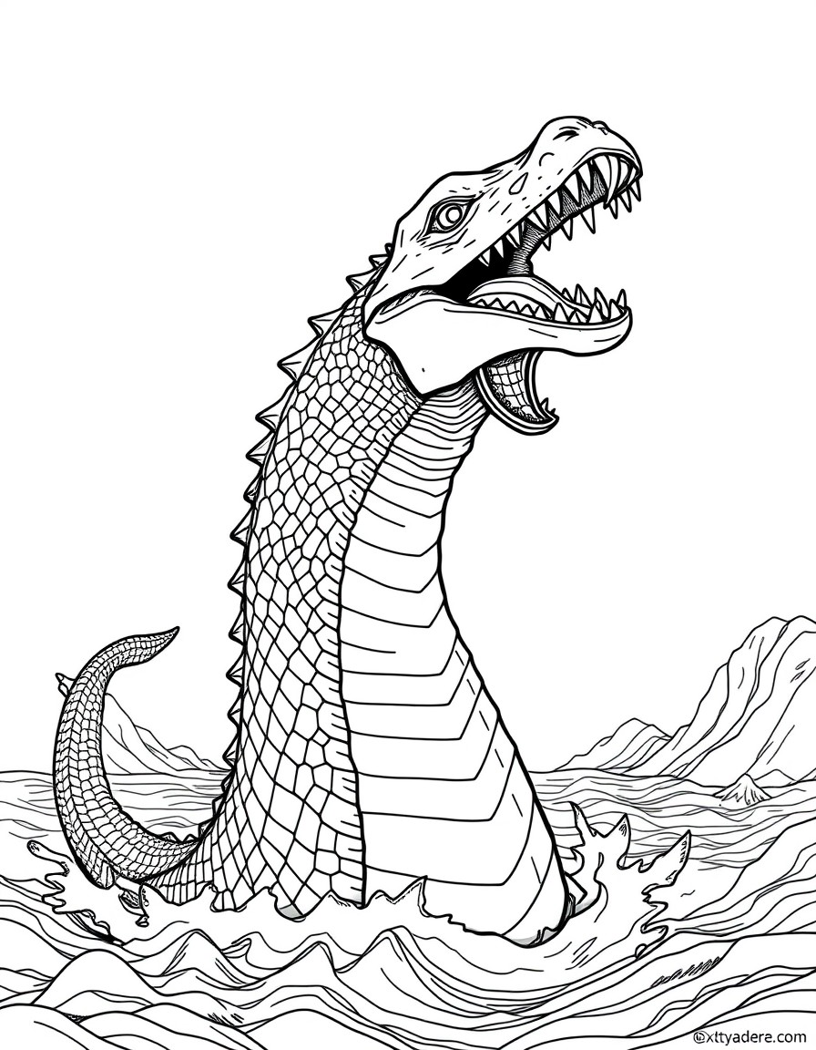 Loch Ness Monster screaming into air