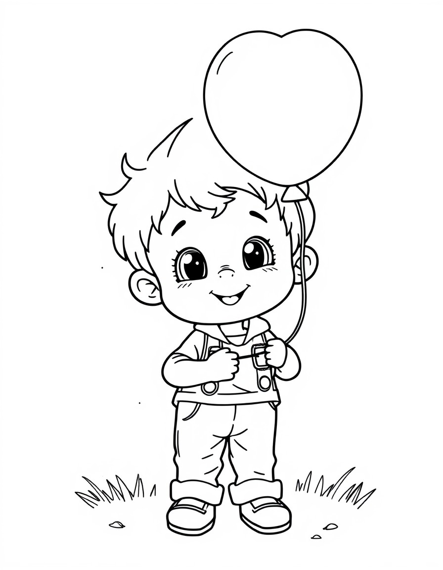 A cute little boy with a balloon in his