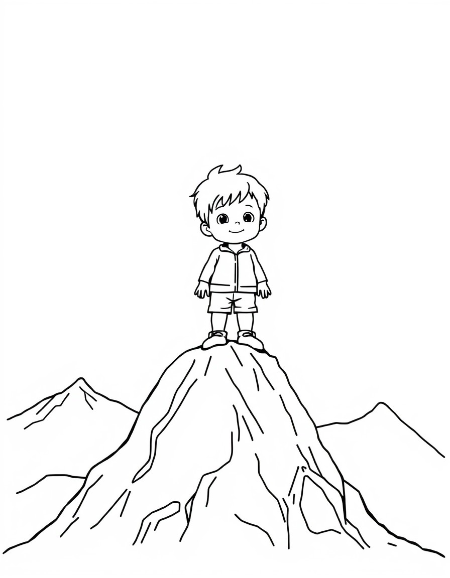 child standing on top of mountain