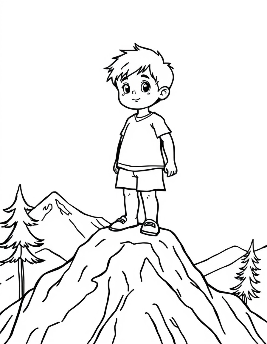 child standing on top of mountain