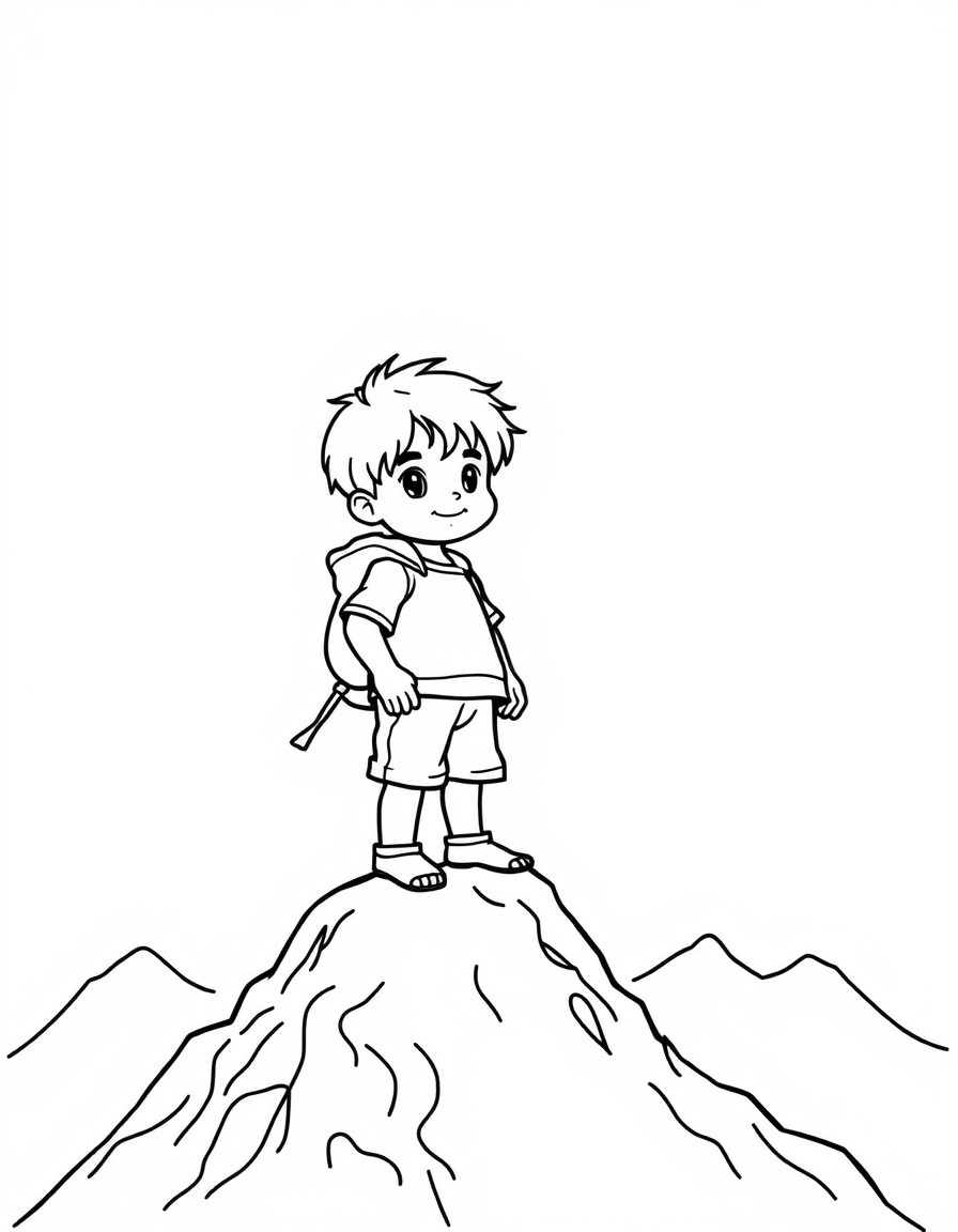 child standing on top of mountain