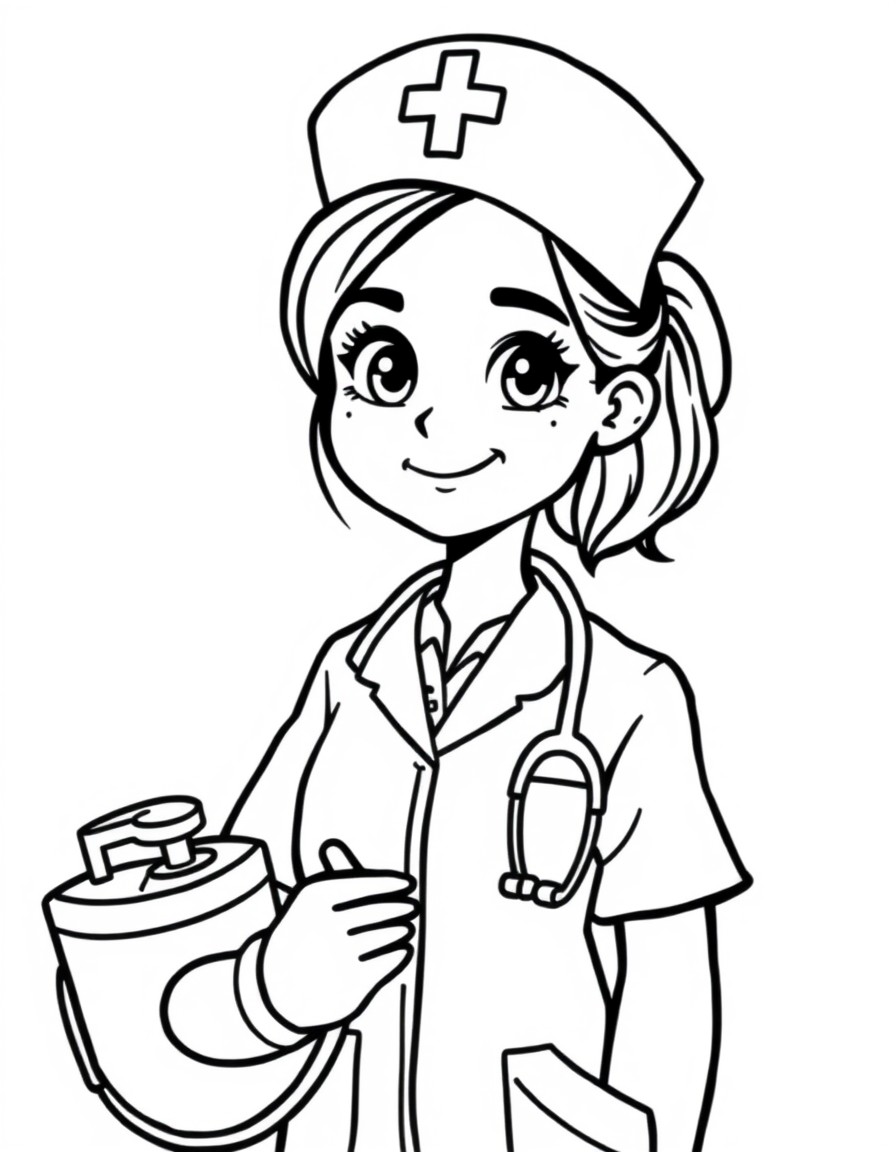 A young nurse with the equipments