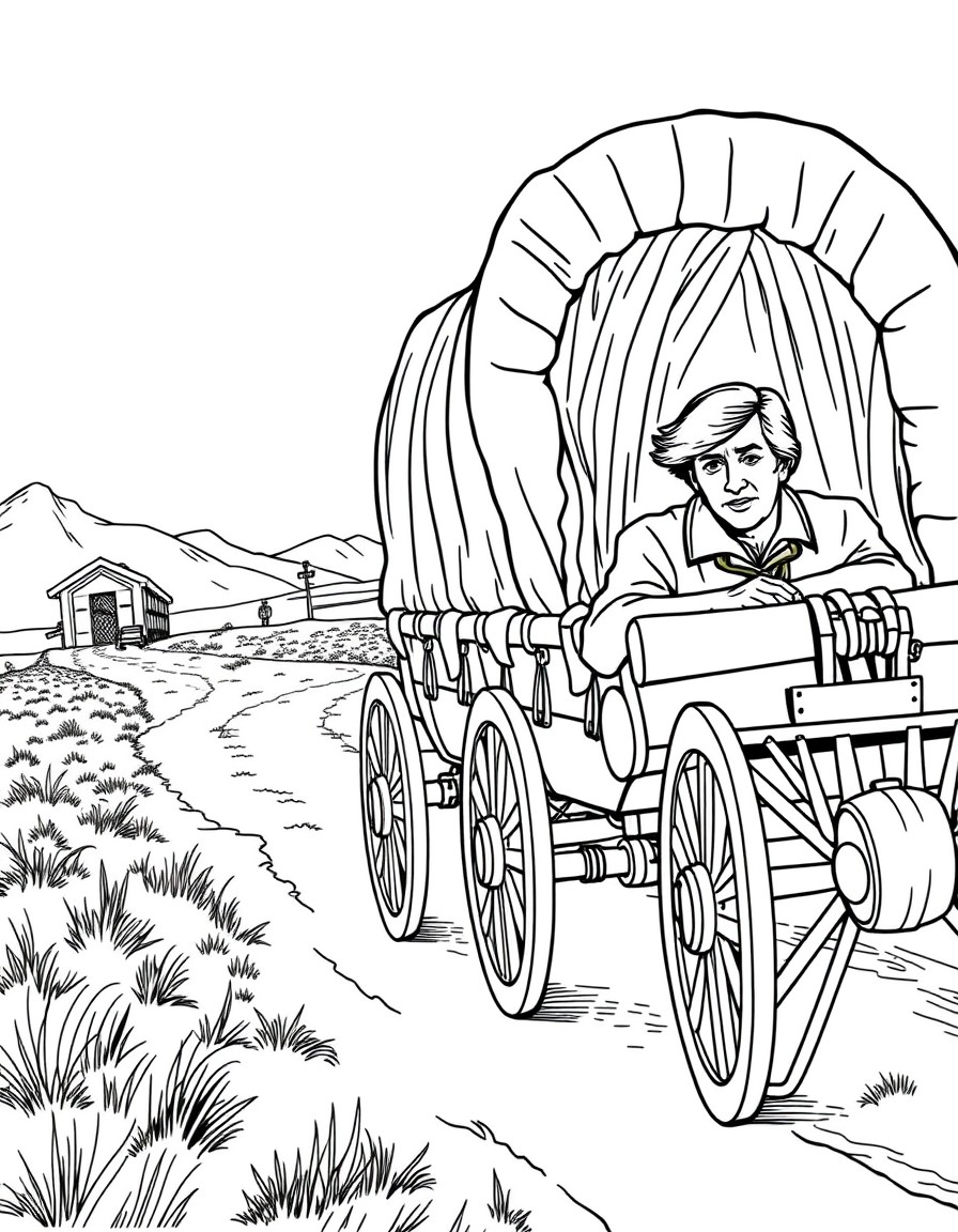 donald trump and joe biden traveling west in covered wagons during oregon trail